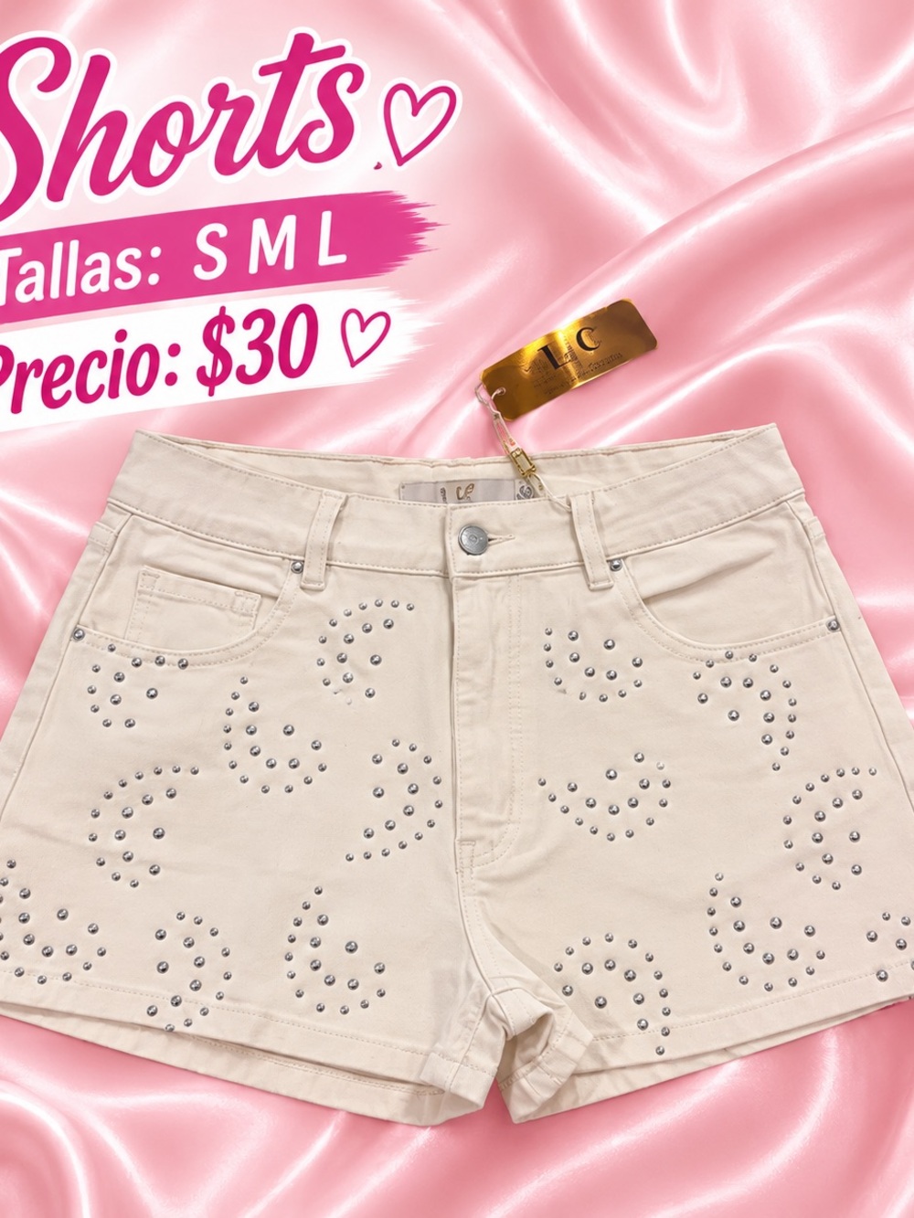 Women's Cream High-Rise Shorts - S/M/L